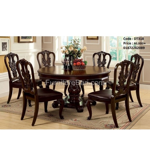 Wooden Top Modern Round Dining Table DT318 6 Chairs 1 Table Online